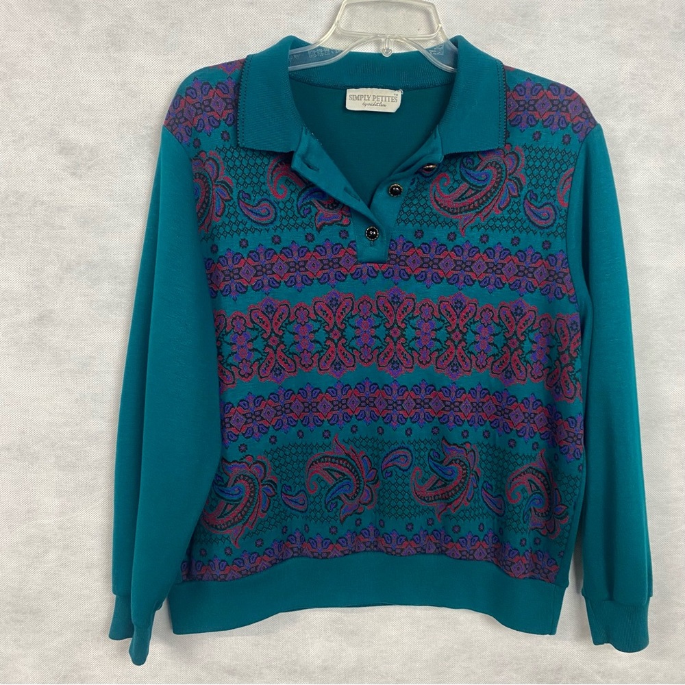 Vintage Cricket Lane Simply Petites Paisley Sweater Womens Medium 80s 90s USA